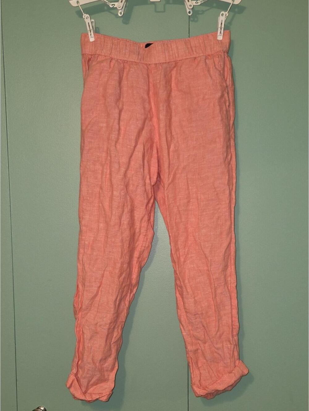 Rachel Roy 100% Linen Coral Pull On Crop Ankle Pant Size Small
